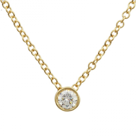 14k Yellow Gold Bezel Set Diamond Necklace-Necklaces-superbell-