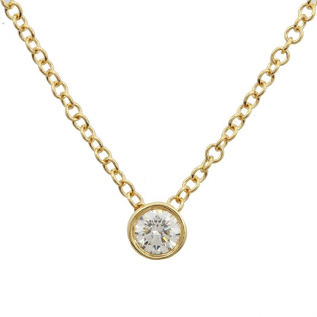 14k Yellow Gold Bezel Set Diamond Necklace
