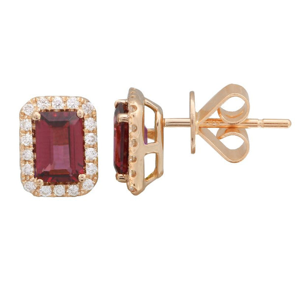 14k Yellow Garnet Emerald Cut Gemstone Earrings