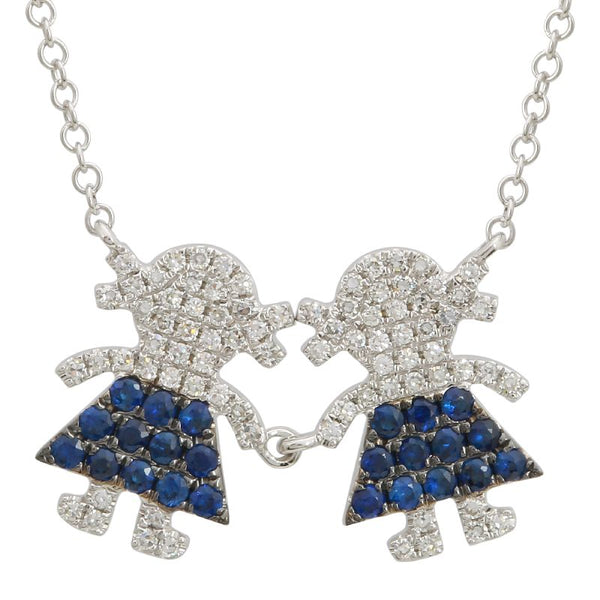 14k White Gold Sapphire Girls Necklace-Necklaces-Maurice's Jewelers-
