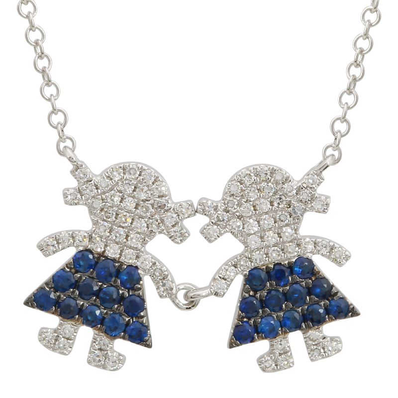 14k White Gold Sapphire Girls Necklace