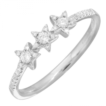 14K White Gold Diamond Triple Star Ring-Rings-Maurice's Jewelers-