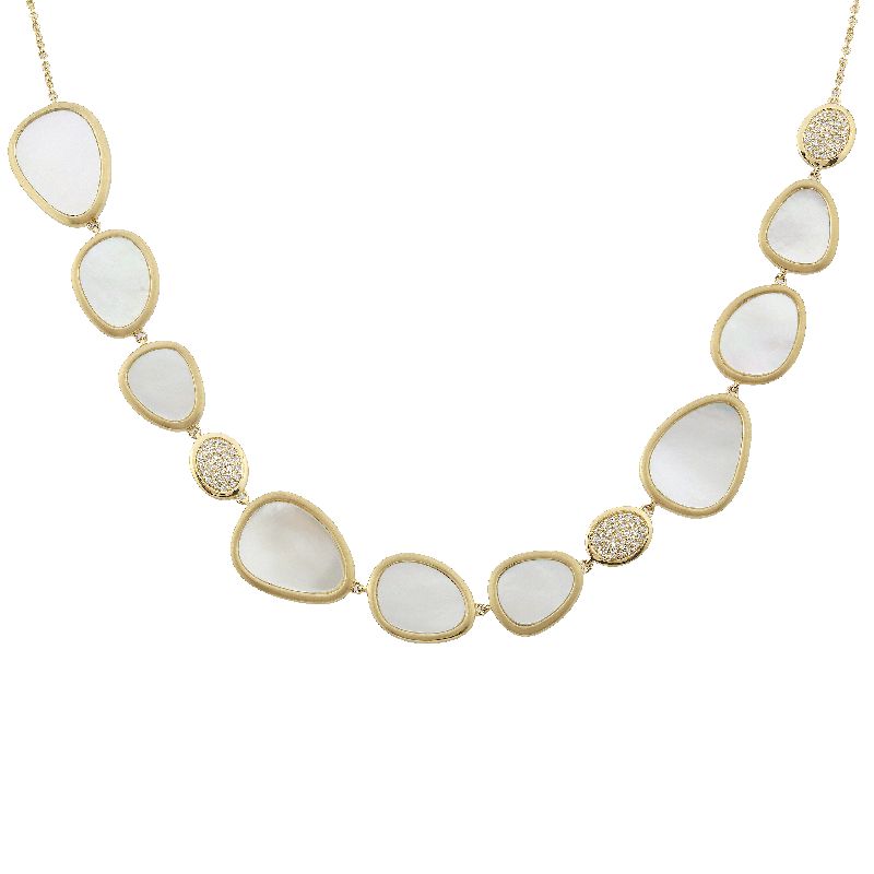 14k Yellow Gold DIamond & Mother of PearlNecklace-Necklaces-superbell-