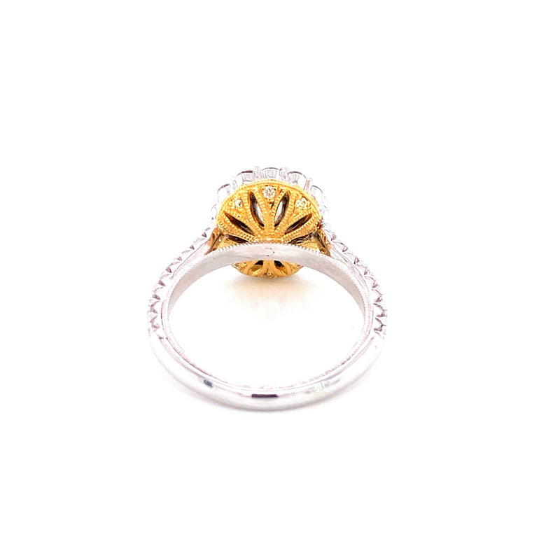 18K White & Yellow Gold Diamond + Oval Ruby Ring