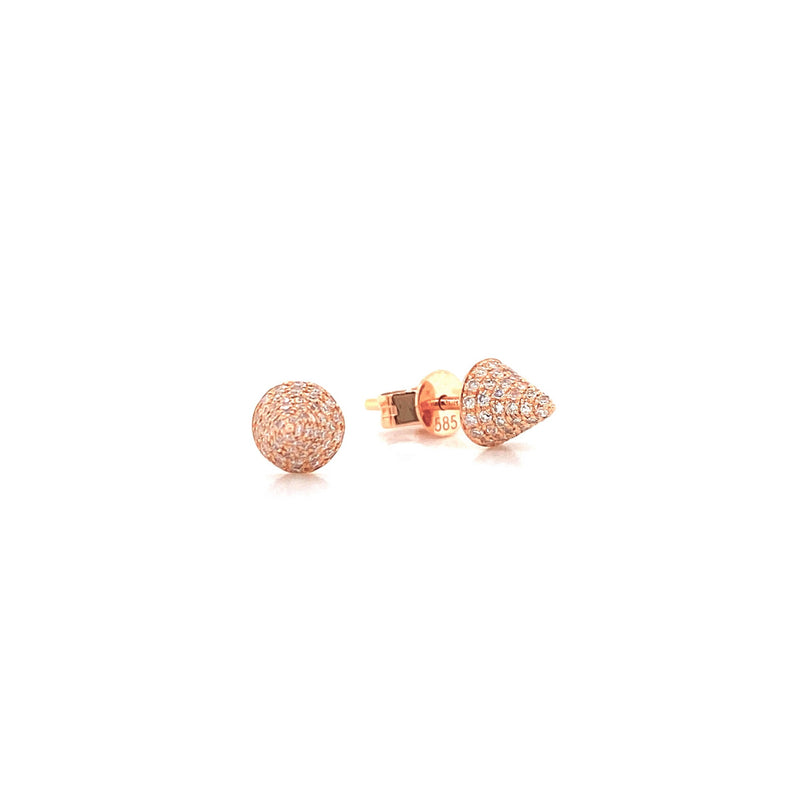 14K Rose Gold Diamond Mini Spike Earrings-Earrings-Maurice's Jewelers-
