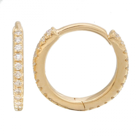 14k Yellow Gold Diamond Eternity Mini Round Huggie Earrings