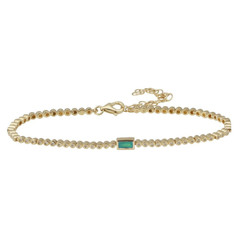 Yellow 14k Emerald & Diamond beaded Bracelet