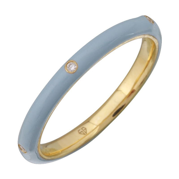 14k Yellow Gold Grey Enamel & Diamond Ring