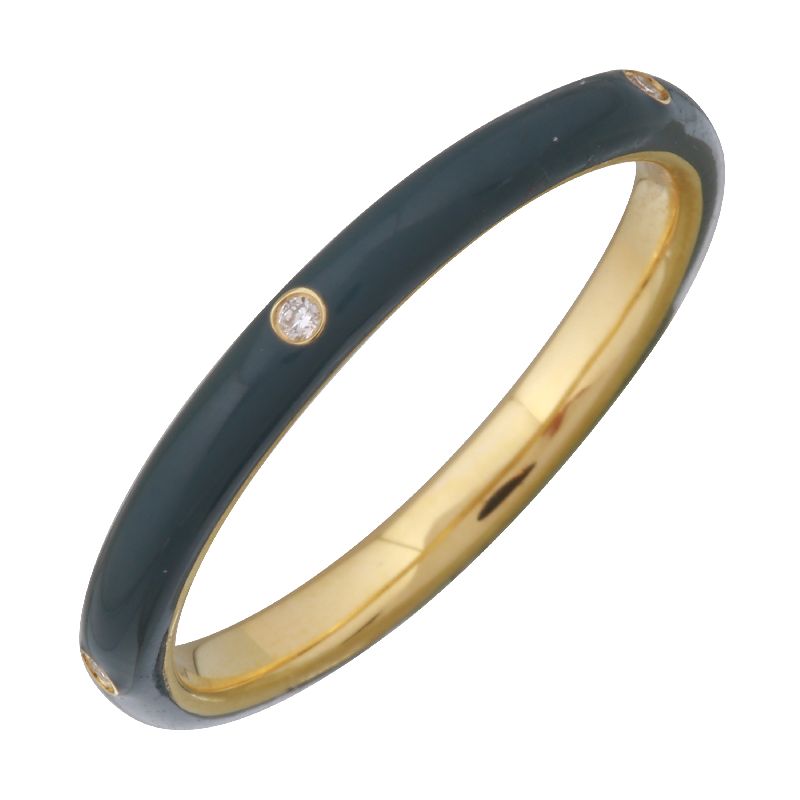 Yellow Gold Dusk Enamel & Diamond Ring-Rings-superbell-