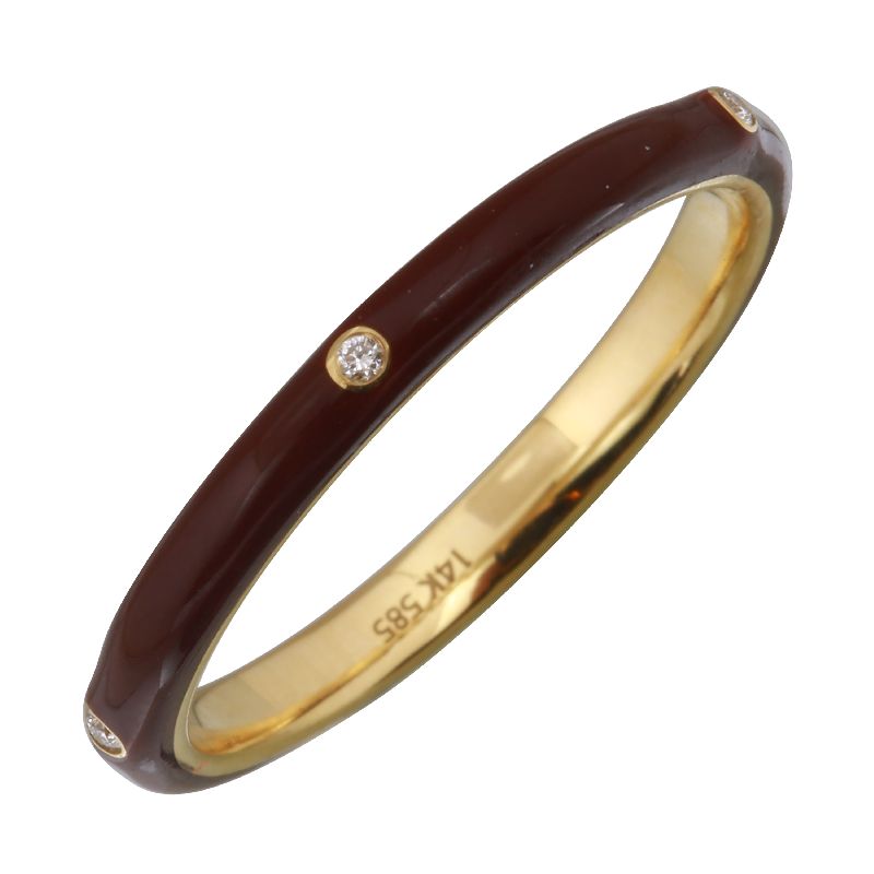 14k Yellow Vamp Enamel & Diamond Ring-Rings-superbell-