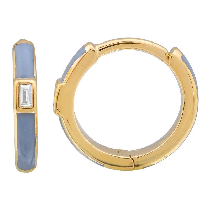 14k Yellow Gold Dusk Enamel & Diamond Huggie Earrings-EARRINGS-superbell-