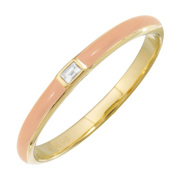 14k Yellow Gold Blush Enamel & Diamond Ring