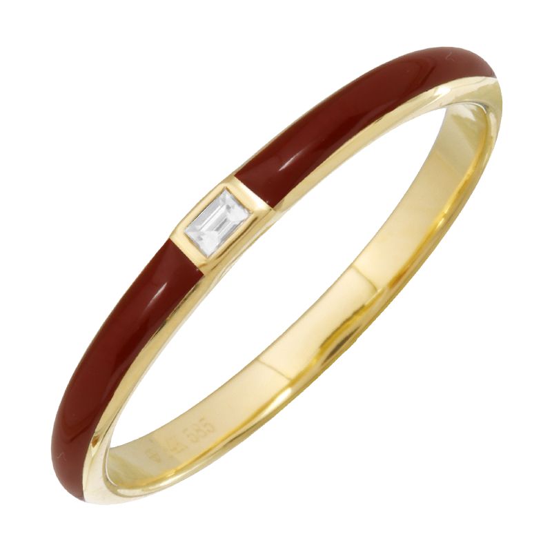 14k Yellow Gold Vamp Enamel & Diamond Ring-Rings-superbell-