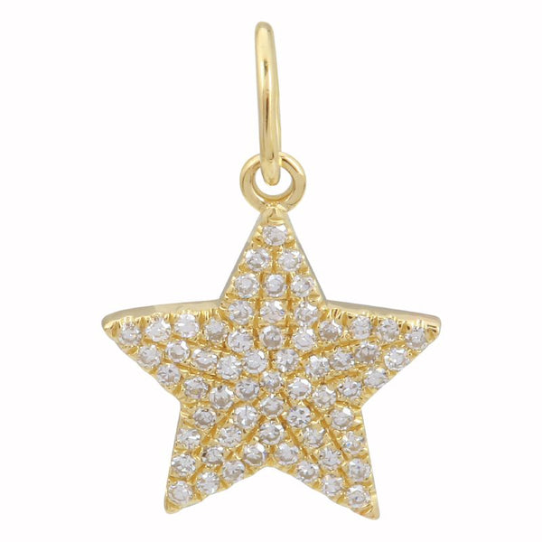 14K Yellow Gold Star Diamond Necklace Charm