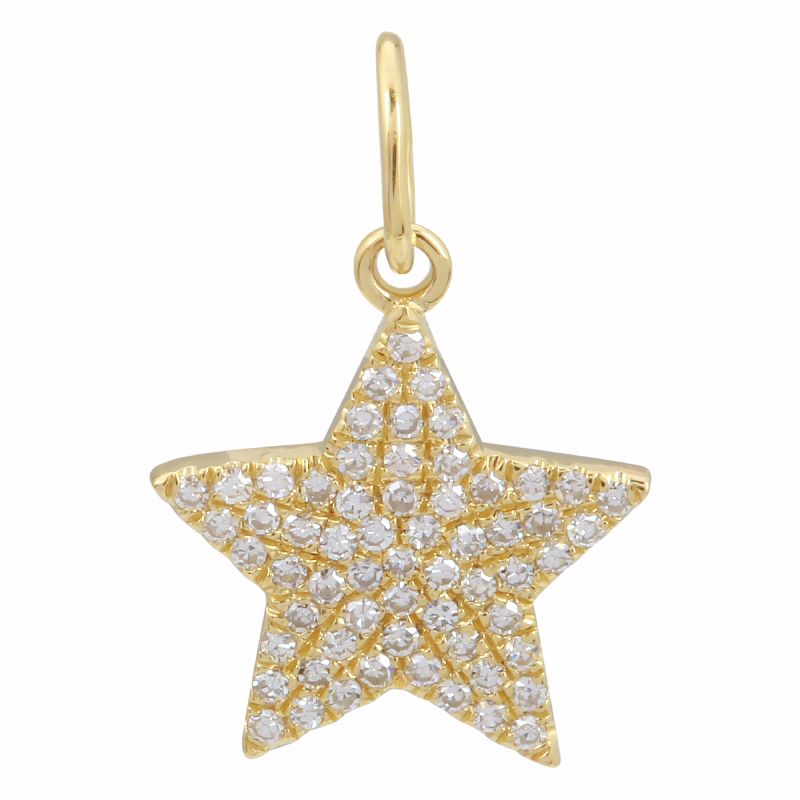 14K Yellow Gold Star Diamond Necklace Charm-Charms & Pendants-superbell-