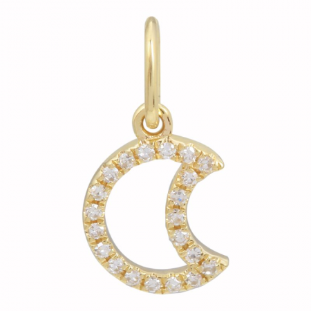 14K Yellow Gold Diamond Crescent Moon Pendant