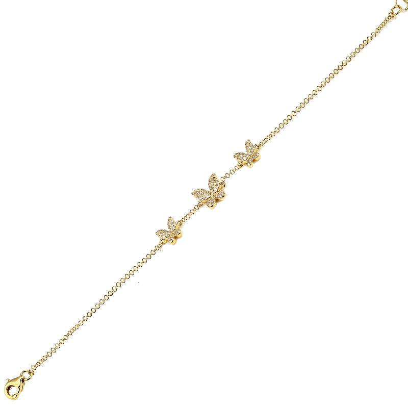 14K Yellow Gold Diamond Triple Butterfly Bracelet-Bracelets-Maurice's Jewelers-YELLOW GOLD-