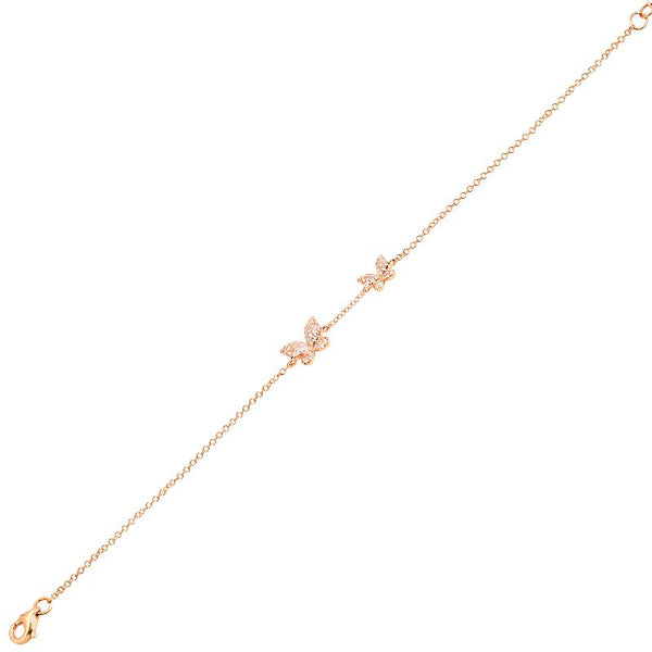 14K Rose Gold Double Diamond Butterfly Bracelet-Bracelets-Maurice's Jewelers-