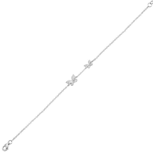 14K White Gold Double Diamond Butterfly Bracelet-Bracelets-Maurice's Jewelers-