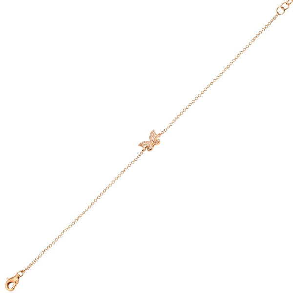 14K Rose Gold Diamond Butterfly Bracelet-Bracelets-Maurice's Jewelers-
