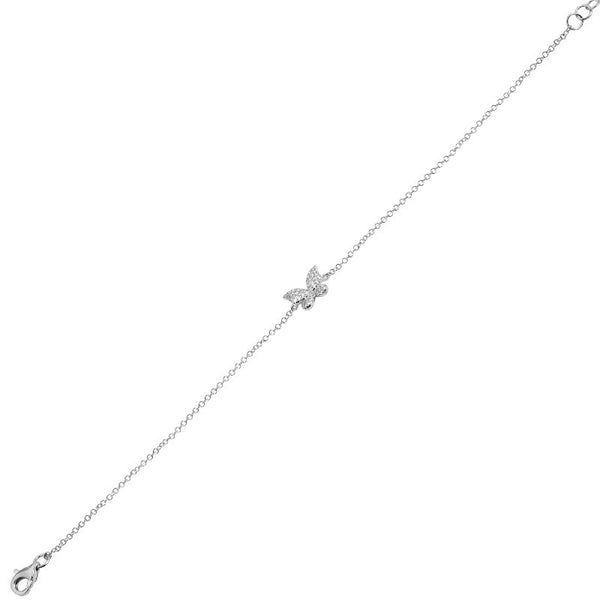 14K White Gold Diamond Butterfly Bracelet