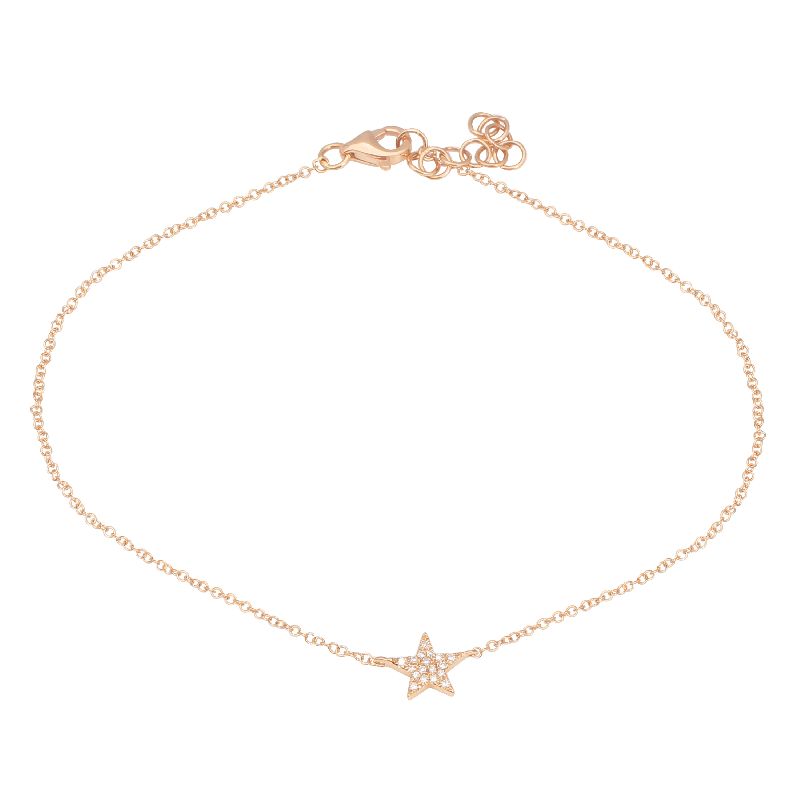 14k Rose Gold Star Diamond Anklet-Anklet-Maurice's Jewelers-