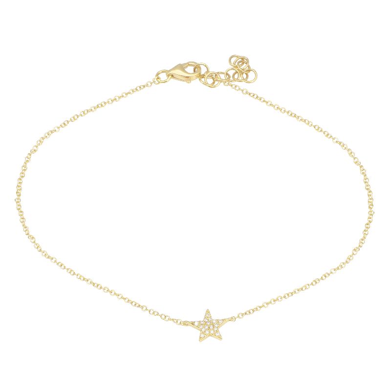 14K Yellow Gold Star Diamond Anklet