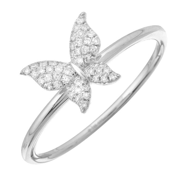 14K White Gold Diamond Butterfly Ring