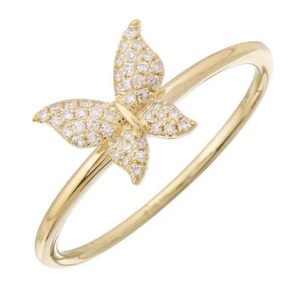 14K Yellow Gold Diamond Butterfly Ring-Rings-Maurice's Jewelers-