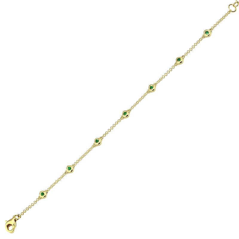 14k Yellow Gold Emerald Gemstone Diamond by the Yard Bracelet