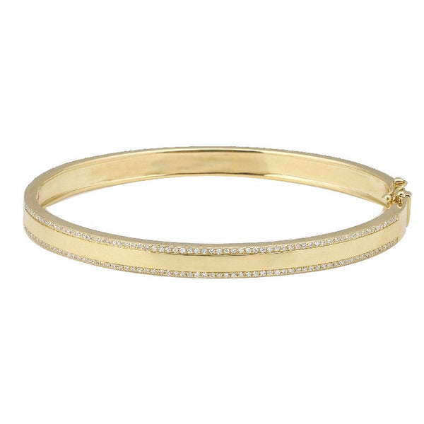 14k Yellow Gold Turqouise Enamel & Diamond Double Sided Bangle Bracelet-Bracelets-superbell-