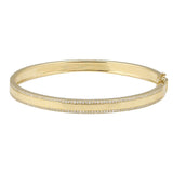 14k Yellow Gold White Enamel & Diamond Double Sided Bangle Bracelet-Bracelets-superbell-