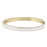 14k Yellow Gold White Enamel & Diamond Double Sided Bangle Bracelet-Bracelets-superbell-