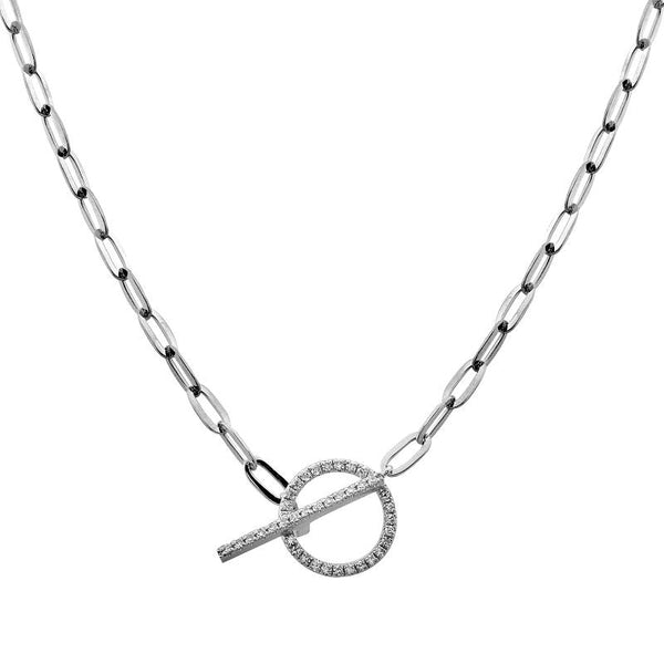 14K White Gold Diamond Link Necklace-Necklaces-Maurice's Jewelers-WHITE GOLD-