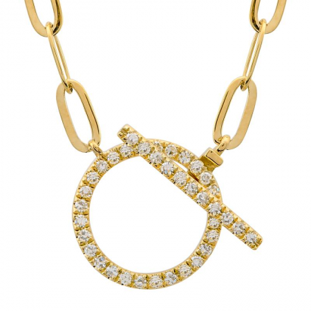 14K Yellow Gold Diamond Link Necklace-Necklaces-Maurice's Jewelers-YELLOW GOLD-