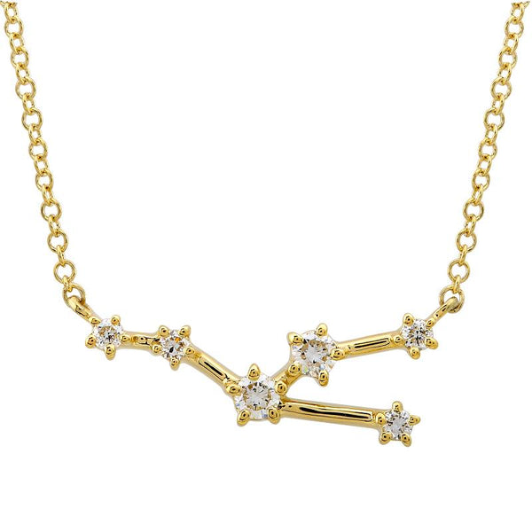 14k Yellow Gold Diamond Taurus Constellation Necklace-Necklaces-Maurice's Jewelers-