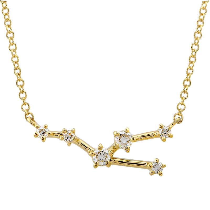 14k Yellow Gold Diamond Taurus Constellation Necklace