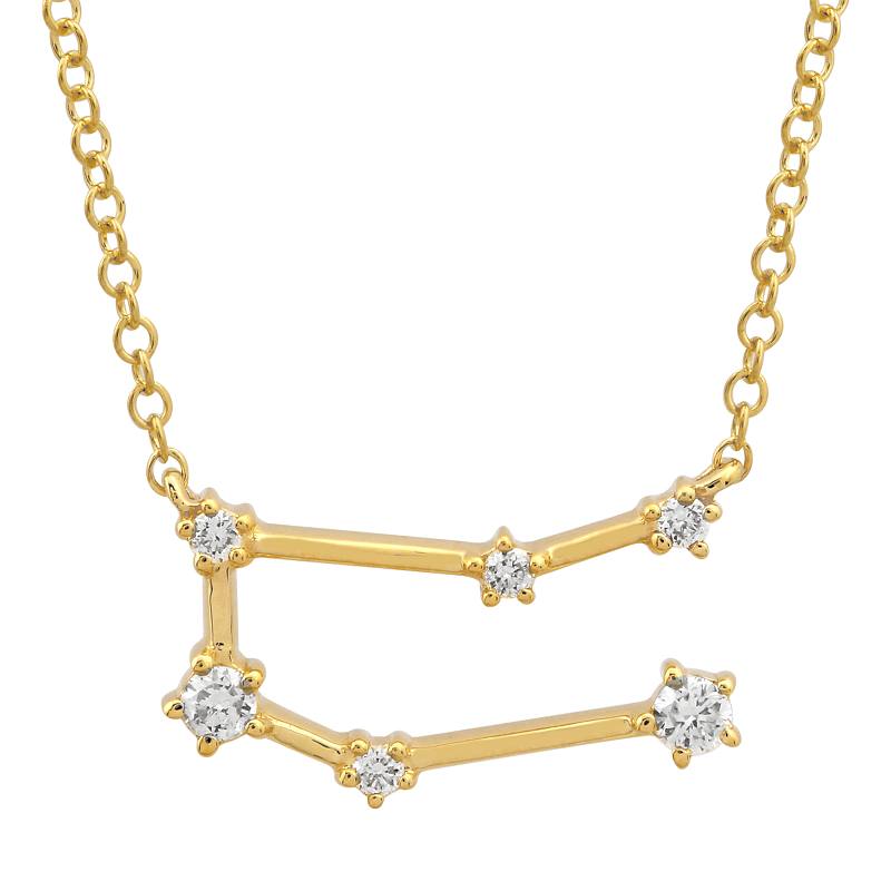 14K Yellow Gold Diamond Gemini Constellation Necklace
