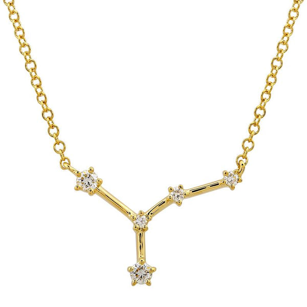 14k Yellow Gold Diamond Cancer Constellation Necklace