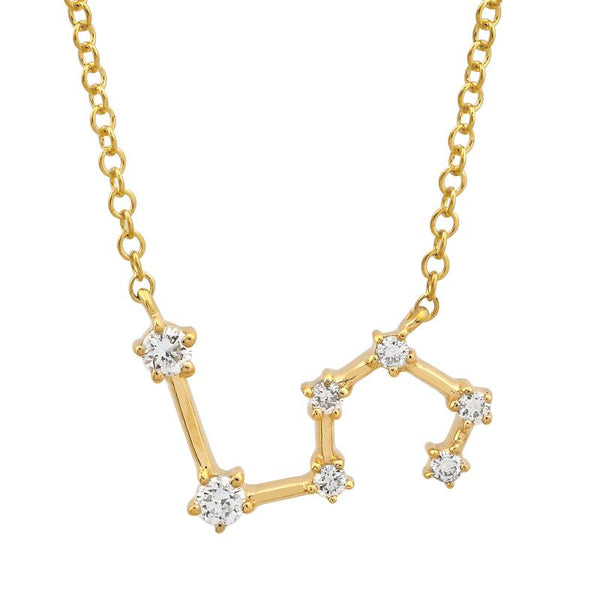 14k Yellow Gold Diamond Leo Constellation Necklace