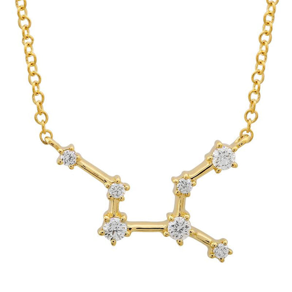 14K Yellow Gold Diamond Virgo Constellation Necklace