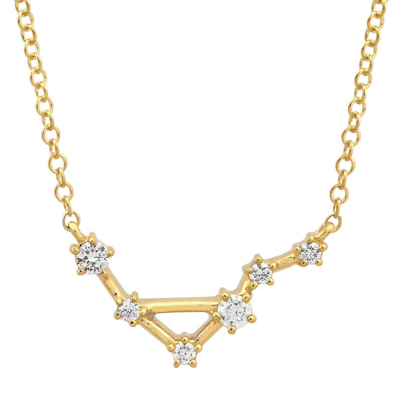 14k Yellow Gold Diamond Libra Constellation Necklace
