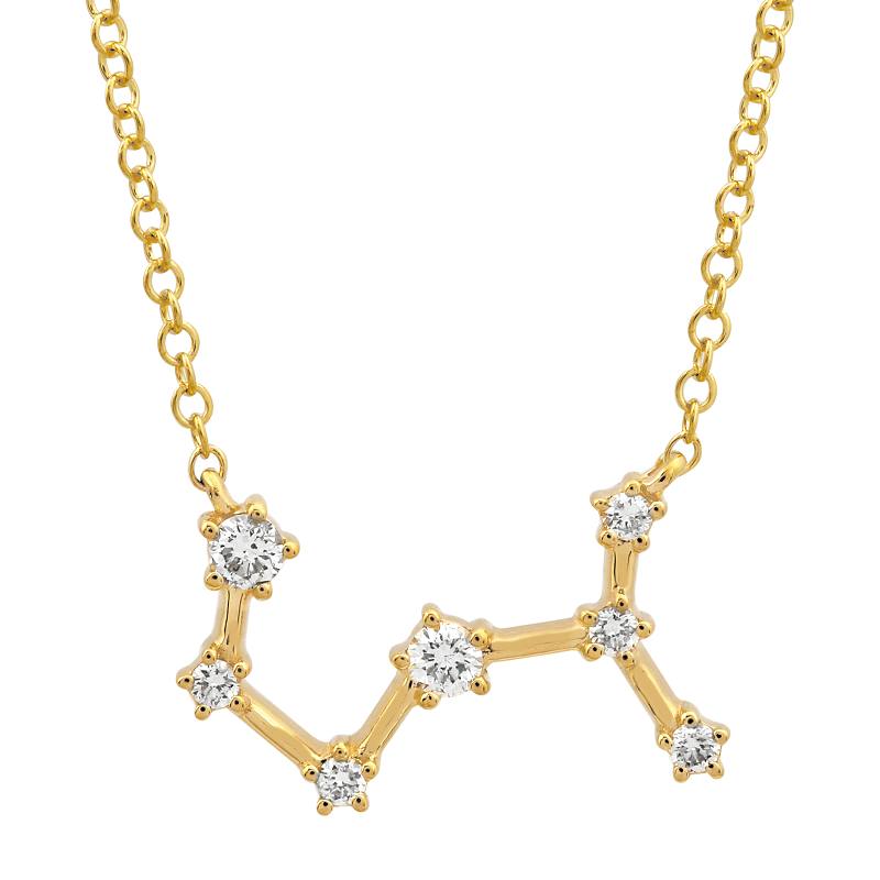 14k Yellow Gold Diamond Scorpio Constellation Necklace