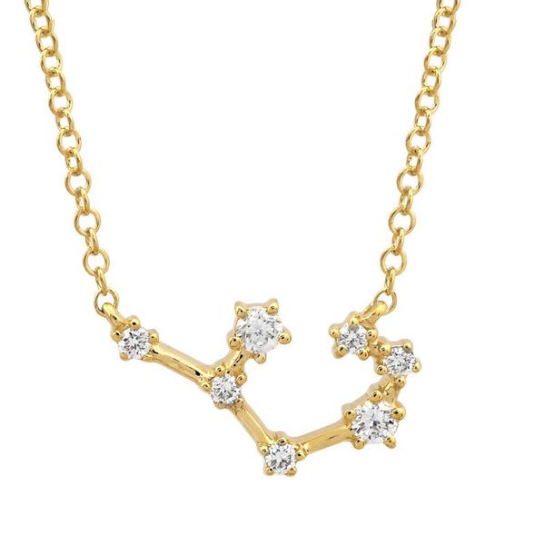 14k Yellow Gold Diamond Sagittarius Constellation Necklace