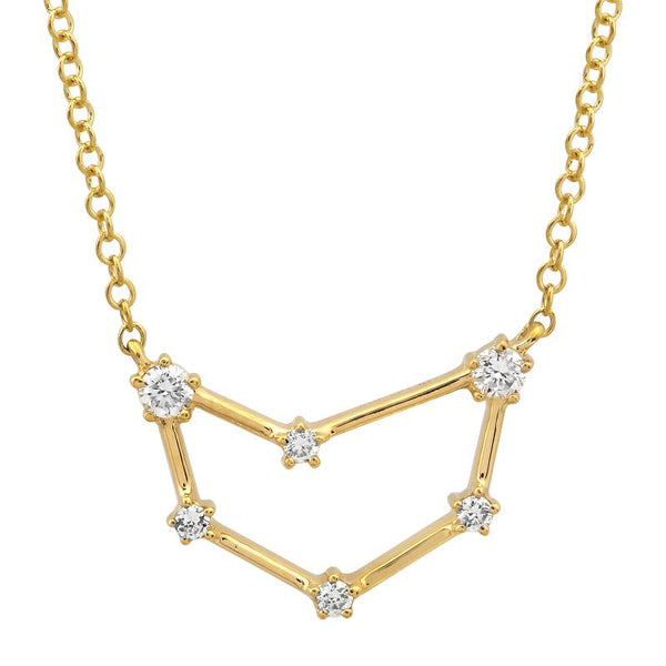 14k Yellow Gold Diamond Capricorn Constellation Necklace-Necklaces-Maurice's Jewelers-