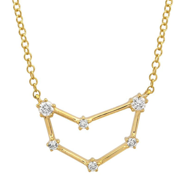14k Yellow Gold Diamond Capricorn Constellation Necklace