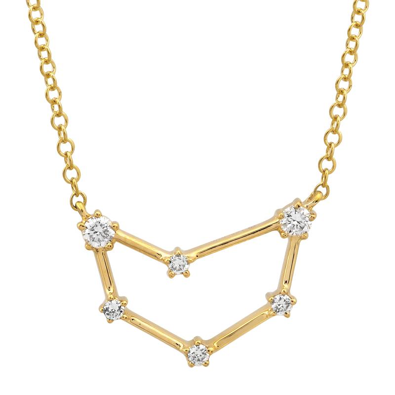 14k Yellow Gold Diamond Capricorn Constellation Necklace-Necklaces-Maurice's Jewelers-