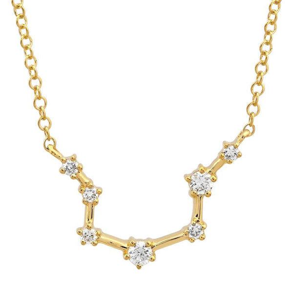 14k Yellow Gold Diamond Constellation Necklace: Aquarius (Small)-Necklaces-superbell-