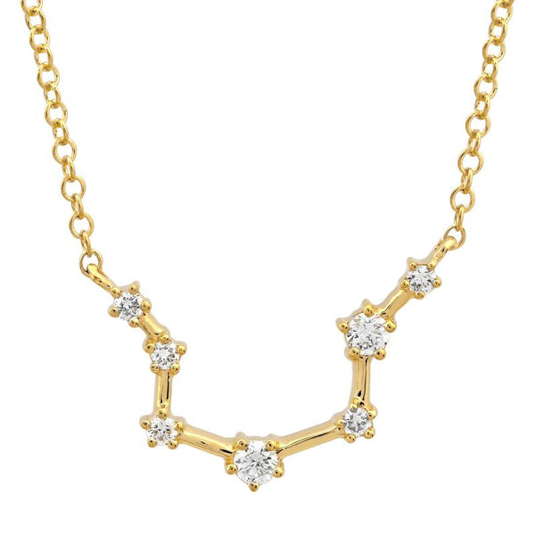 14k Yellow Gold Diamond Constellation Necklace: Aquarius (Small)
