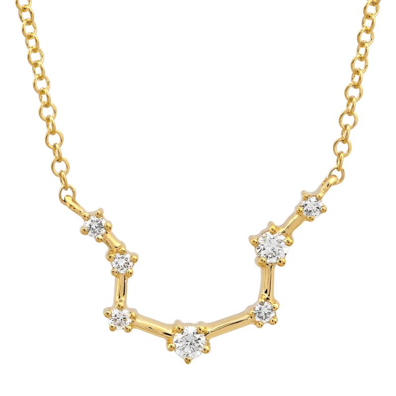 14k Yellow Gold Diamond Constellation Necklace: Aquarius (Small)-Necklaces-superbell-